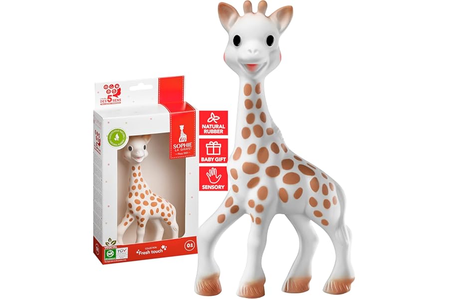 Sophie la girafe Baby Teether – 100% Natural Rubber Teething Toy – Handmade in France – BPA-Free, Non-Toxic, Vegan, Sensory Stimulating Teether for Newborns 0+ Months