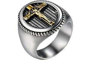 JewelryWe Anello Preghiere da Uomo,Anello Croce Jesu',Regalo Natale