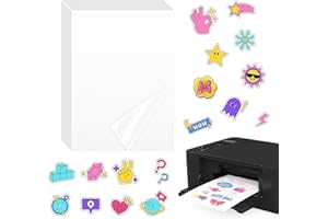 RHHGHY 100 arkuszy A4 Zestaw naklejek do drukarki, przezroczysty winyl, samoprzylepny papier samoprzylepny, 100% przezroczysty papier samoprzylepny do drukarek, drukarek atramentowych, drukarek laserowych