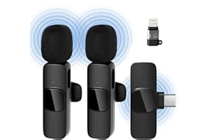 Qhot Kabelloses Lavalier Mikrofon für iPhone,iPad， Plug-and-Play-Mikrofon für Aufnahmen, Live-Streaming, Keine App erforderlich(iOS&USB-C 2MIc)