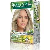SEA COLOR Non-Ammonia, Vegan, Natural, Nourishing Permanent Hair Dye 100% White Closure (1 PACK 2 x 50 ml Dye & OXIDANT) (Platinum S