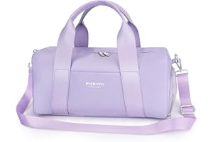 PHSYNI Small Gym Bag for Girls Kids,Sport Duffle Bag for Women Fitness Workout, Travel, Dance, Ballet, Swim with Shoes Compartment & Waterproof Pocket,Easy Carrying Pu Leather Handle (Purple,16"-Small)