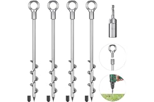 Lifeswell 12 Inch Ground Anchors, 4 Pcs Heavy Duty Tent Stakes, Easy to Install and Reusable, for Camping Tents, Trampolines, Sheds, Swing Sets, Securing Animals