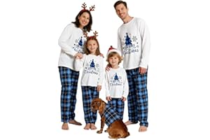 Feionusin Family Christmas Pyjamas Set Matching Pyjamas for Couples Long Sleeve Nightwear Sleepwear Christmas Pjs Family Set