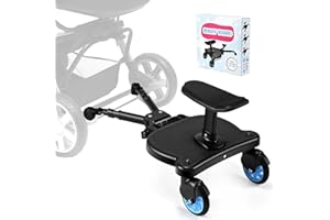 BugyKido Pedana Passeggino Universale con Sellino,Tavolette Portatili per Passeggini Adatto al 99% dei passeggini, Design a due Ruote, Accessorio per Passeggino per Bambini di 2-6 anni 25 kg, Blu