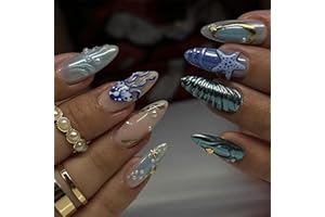 GlamRays Summer Press on Nails 3D sztuczne paznokcie z masy perłowej i rozgwiazd wzory 24 sztuki