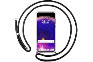 Tumundosmartphone Funda Colgante Transparente para OPPO Find X5 Lite 5G con Cordon Negro