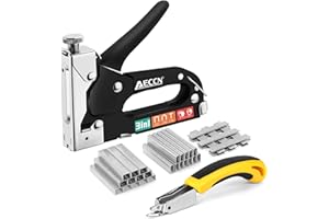 AECCN 3 in 1 Heavy Duty Heftklammern-Nagel-Stahlpistolen-Set mit 2100 Heftklammern, Polsterhefter für Befestigungsmaterial, Dekoration, Tischlerei, Möbel, Türen und Fenster - Schwarz
