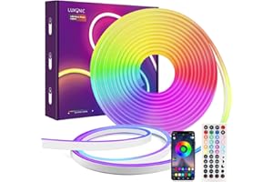 LUXONIC 16.4FT 5M neonowa taśma LED, RGB LED, Bluetooth elastyczny neonowy LED silikonowy z aplikacją sterującą, wodoodporny IP67, synchronizacja muzyki, dekoracja imprezy