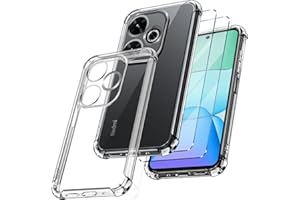 New&Teck Etui do Xiaomi Redmi 13 4G, etui Redmi 13 (nie do Note 13 4G) 2 osłony ekranu ze szkła hartowanego, miękkie silikonowe etui TPU, zderzak ze wzmocnionymi rogami, wyraźna ochrona.