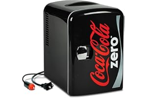 KOOLATRON Coca-Cola Zero Portable 6 Can Thermoelectric Mini Fridge Cooler/Warmer, 4 L/4.2 Quarts Capacity, 12V DC/110V AC Plugs Included Great for Home, Dorm, Car, Skincare, Cosmetics, Medication, ETL Listed