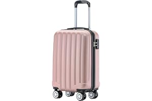 BEIBYE TSA-Schloß 2080 Hangepäck Zwillingsrollen Reisekoffer Koffer Trolley Hartschale Handgepäck M(Boardcase) (Rosa Gold, M)