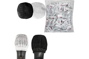 SUFANG 200 cubiertas de micrófono desechables no tejidas, cubierta de micrófono para sala de grabación KTV para noticias, reuniones.... Color blanco, negro.