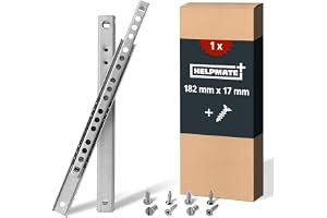 HELPMATE Lådskena 17 mm längd 182 mm 1 par set om 2 kulutdrag, lådsystem, lådguide, delutdrag, galvaniserat stål, silver inkl