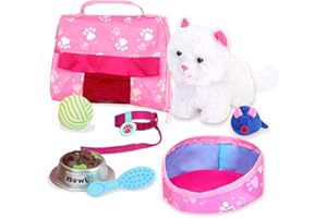 Sophia's by Teamson Kids White Plush Kitty Cat and Accessories za 18 cali lalki