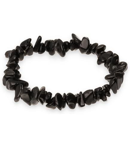 Thajaling Bracciale elastico in ossidiana dorata Bracciale 10 mm con perle tonde dorate Bracciale in ossidiana per donna