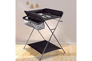 HUOLE Table à langer bebe,Station à langer pour bébé portable,Table à langer pliable,Commode à langer avec coussin,avec roues, réglable en hauteur,Table à Langer Mobile avec Matelas à Langer,NIOR