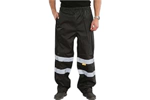 shelikes Mens Waterproof Rain Hi Vis Safety Over Trouser Work High Viz Visibility Pants