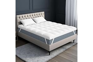 ‎GMTEXTILES GMTEXTILES Topper 140 x 200 cm - 5 cm, 800 g/m² Ultra Comfortable Even Filling, Oeko-Tex, Machine Washable, Hypoallergenic, with 4 Non-Slip Corner Elastics - Invest in Your Sleep