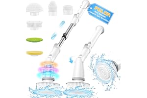 PELDA Electric Spin Scrubber, Automatic Brush Cleaner with 6 Brush Heads and Adjustable Extension Handle with 3 Modes Angle, 520 RPM Cleaning Brush for Bathroom, Pool, Tile, Tub, Grout, Floor, Sink