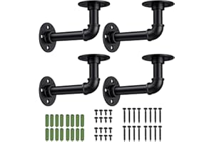 Tanice Pipe Shelf Brackets 4 Pack Industrial Shelf Vintage Wall Mounted Floating Shelves with Screws DIY Decoration for Home Bookshelf CDs Photo Frame