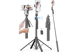 QIRITA 163cm Palo Selfie Tripode para Movil, Trípode de seguimiento facial automático, 360 Flexible Rotacion grados con Inalámbrico Control Remoto Selfie Stick Soporte Compatible con iPhone/Android/Cámara