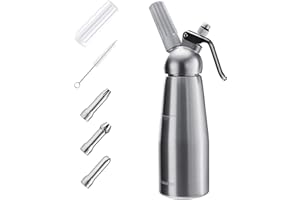 Navaris Sifone Panna Montata 500ml - Montatore in Alluminio da Cucina 3X Beccucci Decorativi - Monta Freddo e Caldo per Salse Creme Mousse Decorazioni