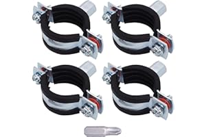 SKIR'CO (4 unidades) Soportes de tubo con revestimiento de goma para tubos de 26 a 30 mm, abrazaderas de tubería, soportes de tubería para montaje en pared y techo
