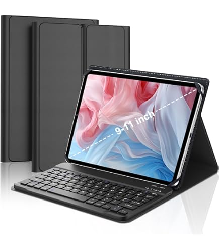 Navitech Black Rotational Bluetooth Keyboard Case Compatible With TCL Tab 10l Gen 2 101 Tablet