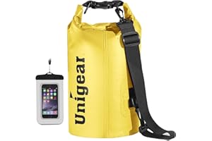 Unigear Worek wodoszczelny, 2 l, 5 l, 10 l, 20 l, 30 l, 40 l, 55 l, wodoszczelny worek marynarski z kieszenią na telefon komórkowy i paskami, na łódź i kajak, wędkarstwo, rafting, pływanie, kemping i