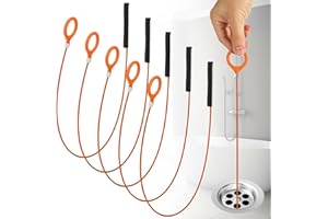 HOTUT Spirala do czyszczenia odpływów, 5 sztuk, stalowa spirala do czyszczenia rur, 82 cm, nietłukąca się, szczotka do czyszczenia rur, odpływu i łapacz włosów do wanny, kanałów ściekowych, umywalek