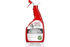 NATURE'S MIRACLE Nature’s Miracle Stain & Odour Eliminator - Spray Ultime pour taches & odeurs organiques tenaces de chat - urine, excréments & autres – Action Bio-Enzymatique – Multi-surfaces – Parfum Citron - 946 ml