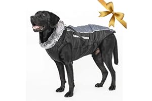 VIVI BEAR Manteau Chaud pour Grands Chiens, Manteau pour Chiens résistant au Vent et à l'eau, protège-Cou en Polaire Douce, avec Harnais Amovible pour Chiens Moyens à Grands pour l'exercice en Plein air