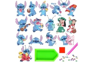 XLZJYIJ Diamond Painting Kinder, DIY Diamant Aufkleber Kit, 16 Stück 5D Cartoon Diamantmalerei für Kinder, DIY Diamant Painting Kit für Kinder für Notebook, Cup, Telefon Malen Nach Zahlen