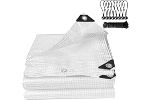 EPFHR Clear Tarpaulin Waterproof Heavy Duty Greenhouse Grid Tarpaulin Outdoor Polythene Plastic Sheeting 140GSM Transparent Tarp Cover With Eyelets For Protection Plant Garden Furniture Firewood (3m x 4m)