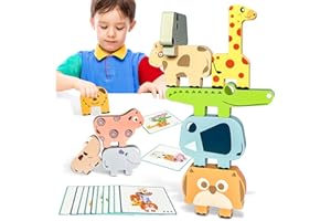 Goujfol Juguetes Niños Madera, Montessori Apilar y Equilibrar Animales Juegos, Educativos Equilibrio Apilamiento Bloques Construccion Bebe Regalo para Niño Niña 2 3 4 Años