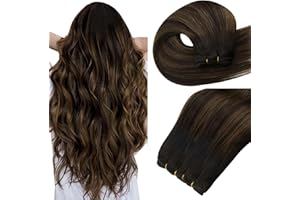 Easyouth Capelli Veri Extension Tessitura 60 cm Marrone Balayage Estensione Dei Capelli Veri Tessitura Ombre Marrone Scuro Medio Weft Remy Human Hair Extension Lunghi #2/8/2 100g