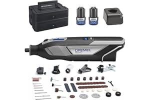 Dremel 8240 Akku-Multitool 12V 2Ah, Multifunktionswerkzeug Set mit 2 Akkus, 5 Auf-und Vorsätze, 1 Dremel BOX, 65 Zubehören zum Schneiden, Gravieren, Schleifen, Polieren, Schärfen, Bohren