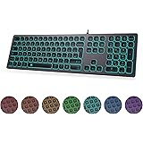 B.FRIENDIT Aluminum Slim Backlit Keyboard Wired - UK Layout Compatible with Apple iMac, Macbook, Mac and PC, USB Keyboard Num