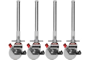 AC Steigtechnik Gerüstrollen 150 mm mit Stahlspindel, doppelt gebremst, lotrecht stehend, Set mit 4 Stück, passend zu verschiedenen Herstellern