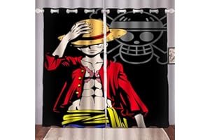 Doiicoon Lot de rideaux opaques Anime One Piece, Anime One Piece Pirate - Pour chambre d'enfant - Opaque - Rideau Anime One Piece - 10, 183 x 160 cm - 2 x 91 x 160 cm)