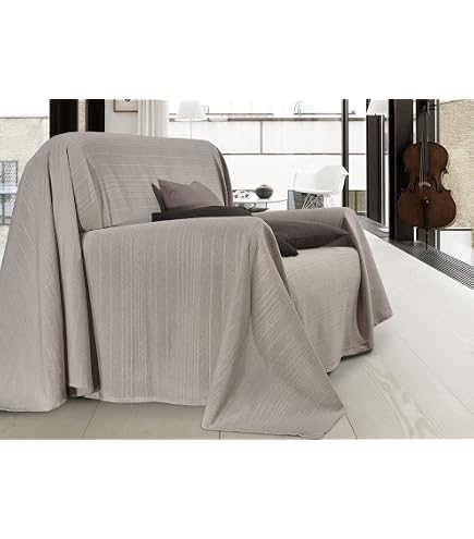 Telo Copritutto Tata Home Cotone 80% - Copridivano E Copriletto Singolo 170x255 Cm - Colore Beige Creta, Multiuso, Morbido E Lavabile