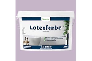 derendo Latexfarbe lila flieder matt abwaschbar 2.5 Liter für Innen Küche Badezimmer streichen Wandfarbe hohe Deckkraft 2,5l