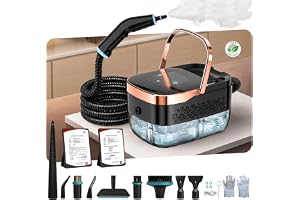 Ångrengörare, 2500W 4 Bar 6‑Stegs Mångsidig Handhållen Ångrengörare | Bärbar Ångtvätt med 8 Munstycken, 2M Ångslang & 1250ml Tank, 15S Uppvärmning, för Kök, Badrum, Golv, Fönster, Bil