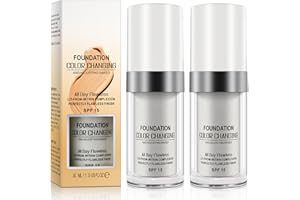 JCZQDRPC 2 Pack Color Changing Foundation, Farbwechselnde Foundation, Concealer Abdeckung Makelloses Color Changing Foundation Grundierung Versteckt Falten und Linien SPF15, Farbwechsel Grundierung Warm Skin