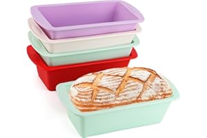 LWMTT Lot de 5 moules rectangulaires en silicone 20 x 9,5 x 5,5 cm Pour gâteaux et pains Accessoires de cuisson