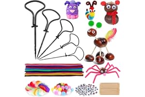 JSUEU Kastanienbohrer Set, Kastanien Bastelset Kinder, 1,5-5 mm Bohrer Kastanien, Kastanienset zum Basteln mit Kastanien, Herbst Kastanienmännchen DIY Set, Mit DIY Bastel Zubehör Geschenke für Kinder