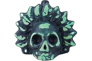 WGNIVOROUS Aztec Death Whistle, Aztekische Todespfeife, Azteken Death Whistle, Azteken Todespfeife, 125+Db Echte Authentische Menschlich Klingende Schrei, Lauteste Ceramic Whistles (green black)