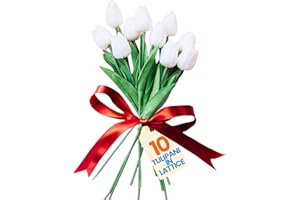levante group – Tulipani Finti Realistici in Lattice Bianchi – Mazzo di Fiori Artificiali Realistici per Decorazioni Casa, Ufficio, Eventi – Tulipani Finti 10pz