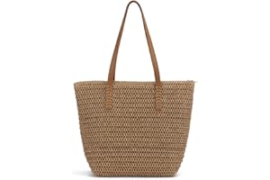 EVEOUT Stroh Schultertaschen für Damen Sommer Strohtasche Große Gewebte Strohhandtasche Strand Umhängetasche